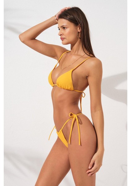 Üçgen Brazilian Bikini Takım Hardal 231245