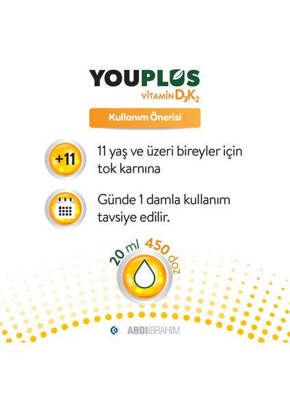 Vitamin D3K2 1000 IU 20 ML Oral Damla - Abdi İbrahim