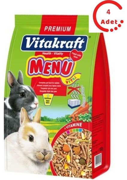 Menü Rabbit Tavşan Yemi 1 kg x 4 Adet
