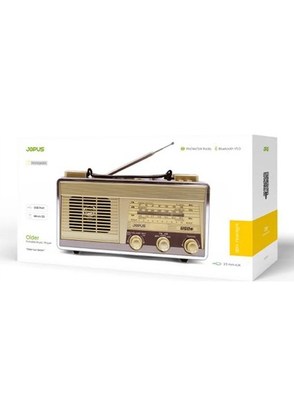 Bluetooth Hoparlör Şarjlı Nostaljik Radyo Fm Radyo El Fenerli Aux/usb/sd/mp3 fırsatları