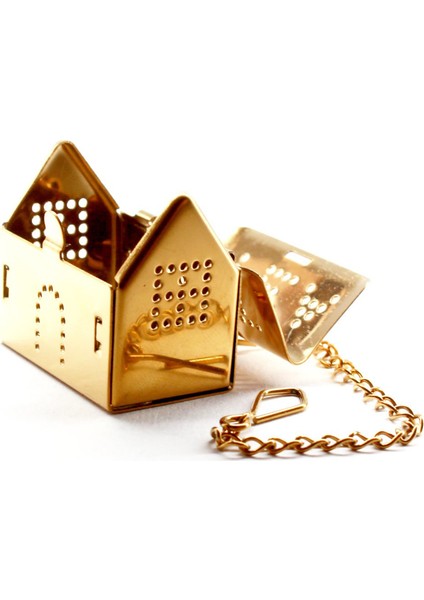 Ev Tasarımlı Gold Paslanmaz Çelik Çay Süzgeci