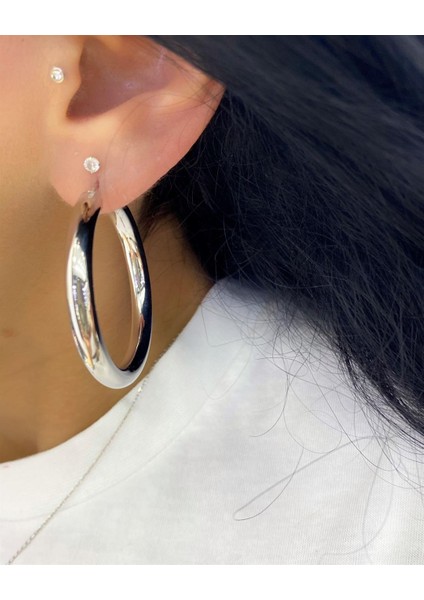 Kadın Gümüş Halka Küpe