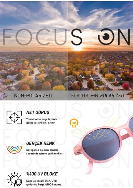 2-5 Yaş Pembe Polarize Çocuk Güneş Gözlüğü