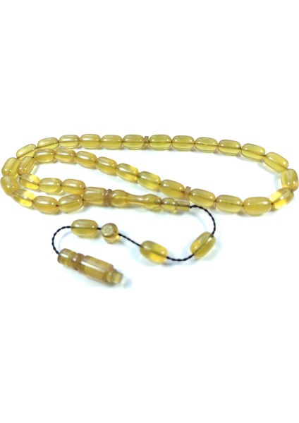 Iskeçe Tesbih Mehmet Sancaktar Usta Işi Imzalı Mühürlü Sıkma Kehribar Model No 2285