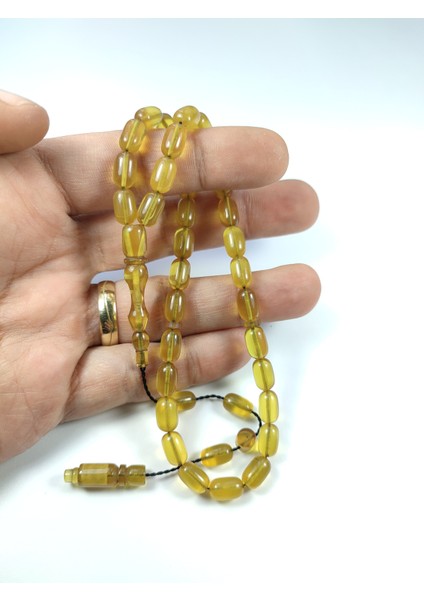 Iskeçe Tesbih Mehmet Sancaktar Usta Işi Imzalı Mühürlü Sıkma Kehribar Model No 2285 fırsatları