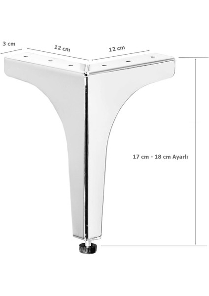 Klas Ayak Metal 17 cm Krom Mobilya Koltuk Ayağı