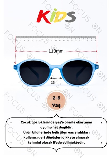 2-5 Yaş Mavi Polarize Çocuk Güneş Gözlüğü