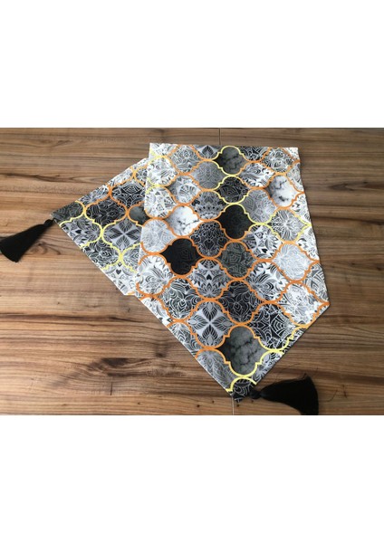 Gri Moroccan Desenli Runner