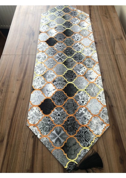 Gri Moroccan Desenli Runner