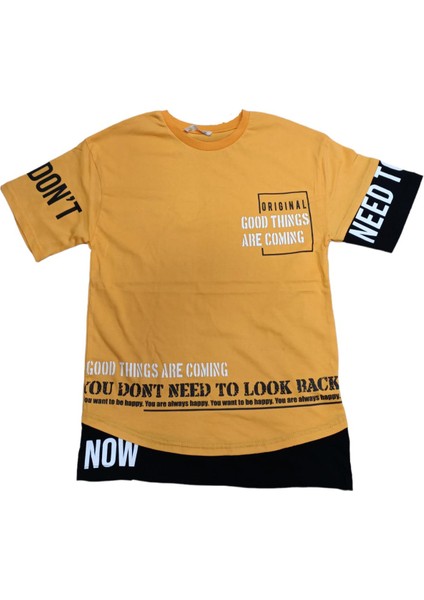 Erkek Çocuk Good Things Yazı Desenli Tişört Turuncu