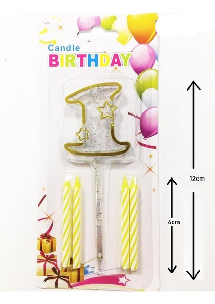Mika Şeffaf Rakam Gold Mum Set