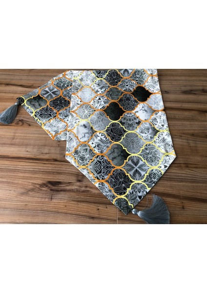 Gri Moroccan Desenli Runner