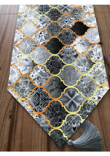 Gri Moroccan Desenli Runner