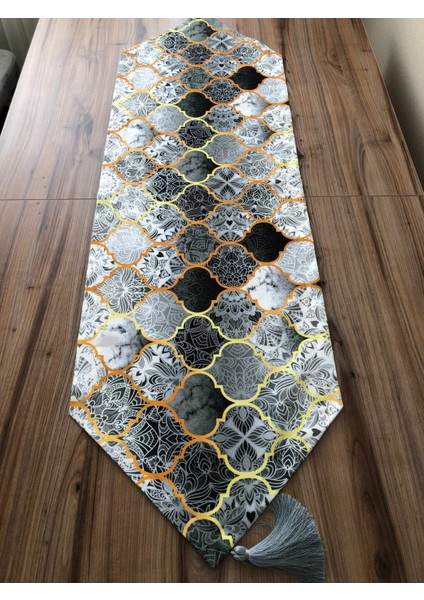 Gri Moroccan Desenli Runner