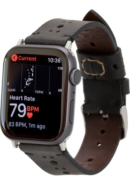 Apple Watch Uyumlu Deri Kordon 42-44-45MM Rst1 Siyah