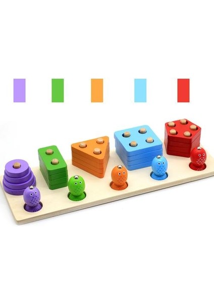 Ahşap Geometri Blokları Sıralama Istifleme Oyuncaklar Renk Şekli Bulmaca Kurulu Oyunları Çocuk Toddlers Duyusal Gelişim | (Yurt Dışından)