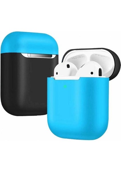 2 Paket Uyumlu Durumda Ultra Ince Yumuşak Kapak Silikon Koruyucu Cilt Apple Airpod Için 1 2 Kılıf (Sky Blue * Siyah) (Yurt Dışından)