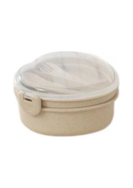 3pcs Buğday Saman Çatal Bıçak Takımı, Mühürlü Plastik Kalp Şeklindeki Öğrenci Japonca Öğle Yemeği Kutusu (Yurt Dışından)