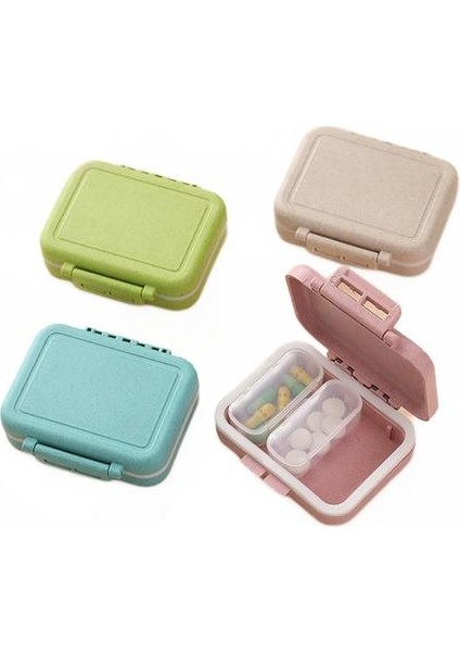 4 Pcs Taşınabilir Mini 3-Bölümlü Küçük Hap Kutusu, Mühürlü Çok Fonksiyonlu Alt Alt Alt Hap Kutusu, Depolama Kutusu (Yurt Dışından)