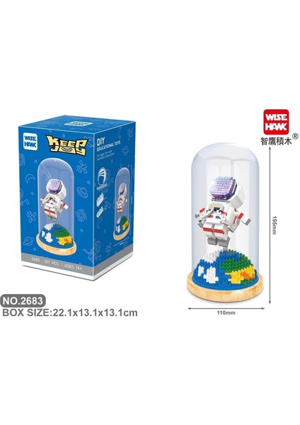 617 Adet + Uzay Astronot Mikro Yapı Taşları Wisehawk Spaceman Elmas Mini Tuğla Rakamlar Çocuk Oyuncakları ile Ekran Kutusu LED Işık | Blokları (Yurt Dışından)