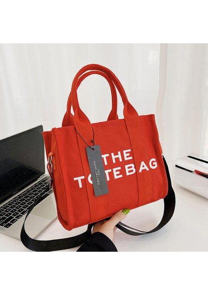 Düz Renkli Harfler Büyük Kapasiteli Crossbody Tuval Çantası, Basit Bayanlar Taşınabilir Banliyö Çanta (Yurt Dışından)