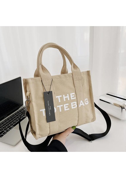 Düz Renkli Harfler Büyük Kapasiteli Crossbody Tuval Çantası, Basit Bayanlar Taşınabilir Banliyö Çanta (Yurt Dışından)