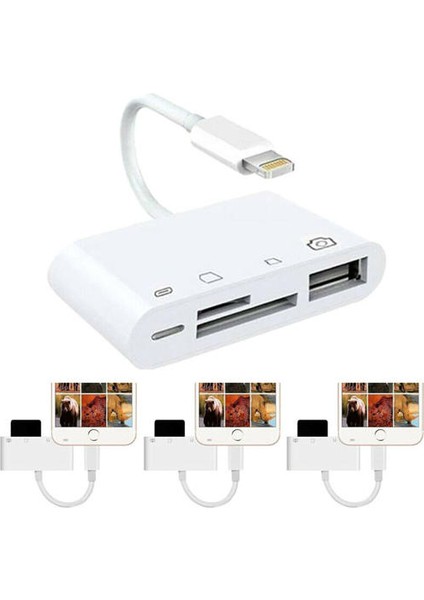 Çok Fonksiyonlu 4 1 Arada Tf Sd Kart Okuyucu Kamera USB Otg Adaptörü iPhone Için (Yurt Dışından)