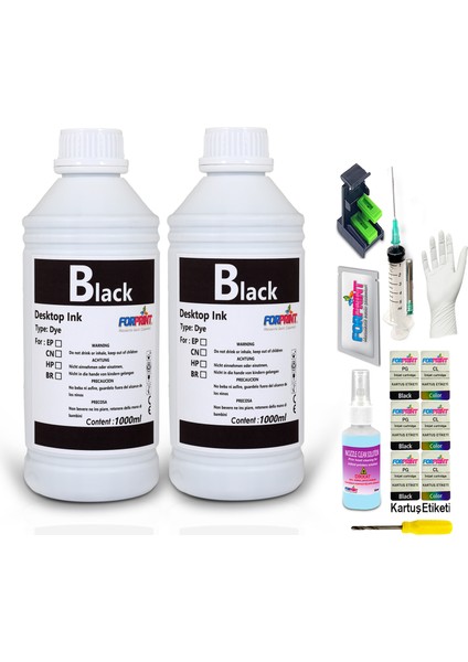 Canon Pıxma E484/E3140 Yazıcı Uyumlu Forprint Dolum Seti 2X1000ML Siyah