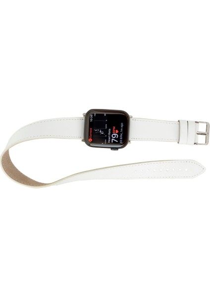 Apple Watch Uyumlu Deri Kordon 38-40-41MM Dt F3 Beyaz