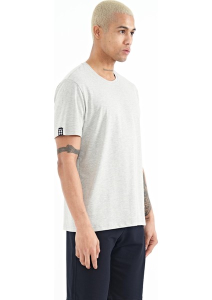 Gri Melanj Erkek Basic Kısa Kol Standart Kalıp O Yaka T-shirt - 87911