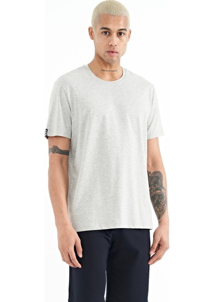 Gri Melanj Erkek Basic Kısa Kol Standart Kalıp O Yaka T-shirt - 87911