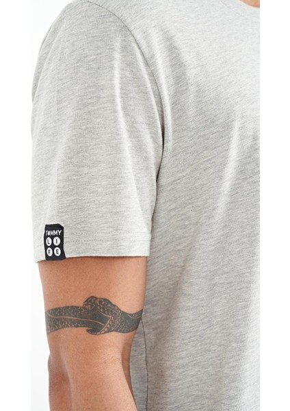 Gri Melanj Erkek Basic Kısa Kol Standart Kalıp O Yaka T-shirt - 87911