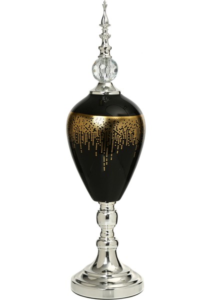 Amber Silver Kapaklı Vazo 60 cm AK.JE0009