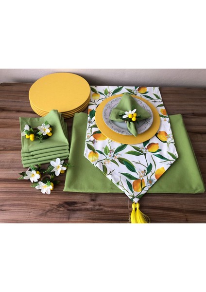 Sofra Sunum Tam Set Limon Desenli