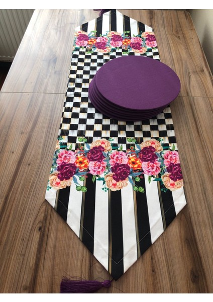 Trend Yuvam Mor Gül Desenli Runner & Mor Supla fiyatları