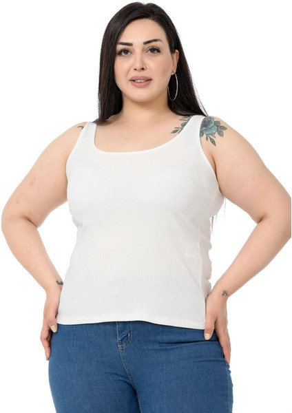 Büyük Beden Askılı Bürümcük Beyaz Body
