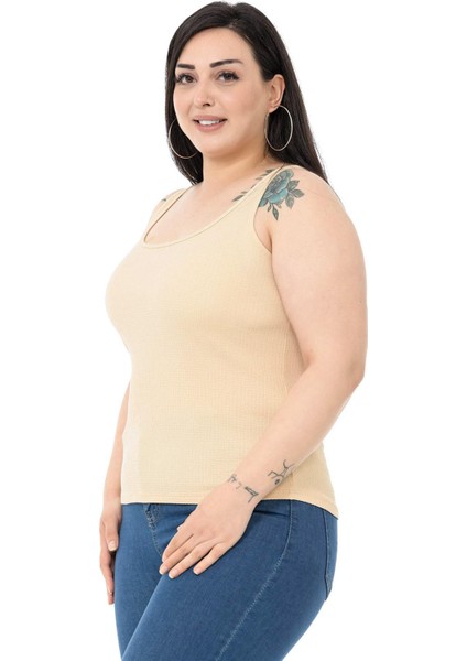 Büyük Beden Askılı Bürümcük Bej Body fırsatları