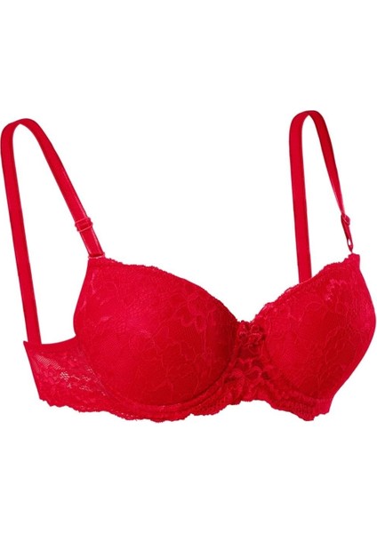 1104 Dantelli Telli Içi Boş Sütyen Kırmızı - 85