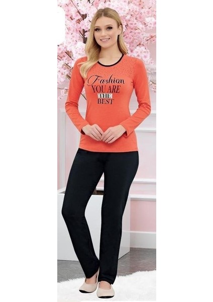 79 432 Bayan Pijama Takımı Turuncu Oranj - L