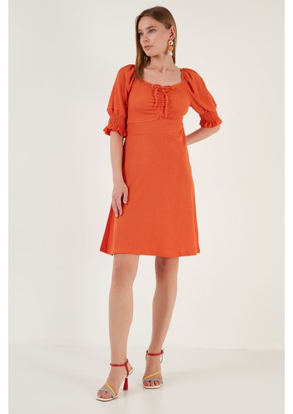 Krinkıl Büzgülü V Yaka Kolları Gipeli Elbise Bayan Elbise 5865034 indirimleri