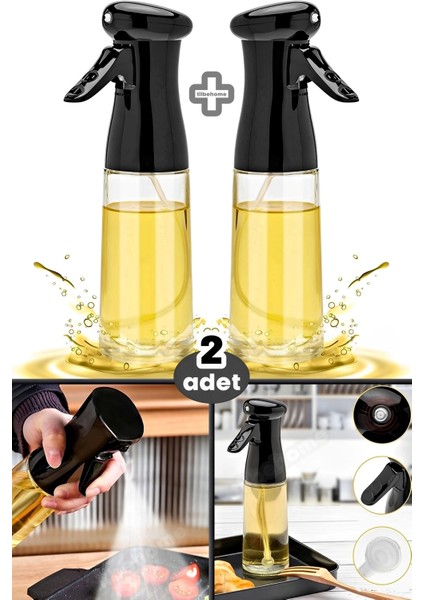 Büyük Sprey Yağdanlık, Airfryer Püskürtmeli Sprey Cam Şişe Ayçiçek Zeytinyağı Sirkelik 350 Ml