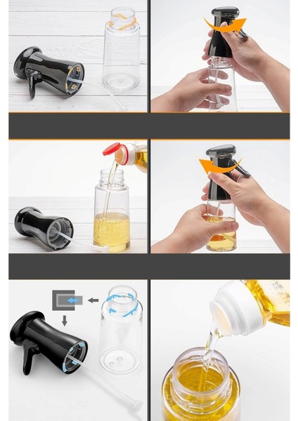 Büyük Sprey Yağdanlık, Airfryer Püskürtmeli Sprey Cam Şişe Ayçiçek Zeytinyağı Sirkelik 350 Ml