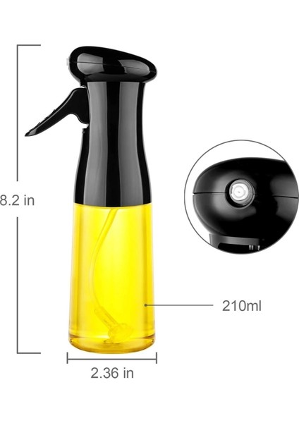 Büyük Sprey Yağdanlık, Airfryer Püskürtmeli Sprey Cam Şişe Ayçiçek Zeytinyağı Sirkelik 350 Ml