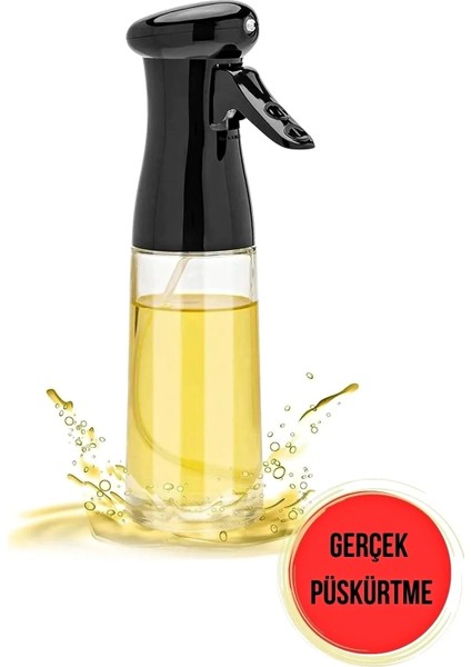 Büyük Sprey Yağdanlık, Airfryer Püskürtmeli Sprey Cam Şişe Ayçiçek Zeytinyağı Sirkelik 350 Ml