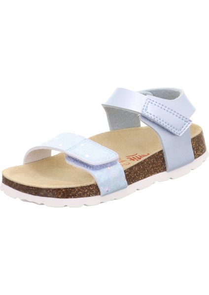 1-000123-8010 Açık Mavi Kız Çocuk Düz Sandalet