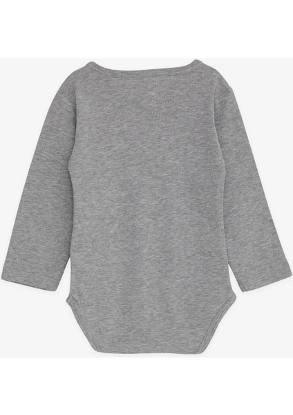 Erkek Bebek Çıtçıtlı Body Gözlüklü Ayıcık Baskılı 9 Ay-3 Yaş, Koyu Gri Melanj fiyatları