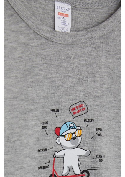 Erkek Bebek Çıtçıtlı Body Gözlüklü Ayıcık Baskılı 9 Ay-3 Yaş, Koyu Gri Melanj modelleri