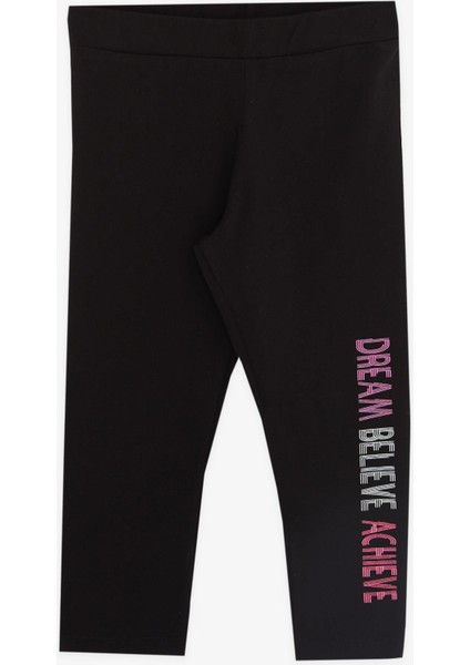 Kız Çocuk Kapri Taytlı Crop Takım Yazı Baskılı 8-12 Yaş, Neon Pembe fırsatları