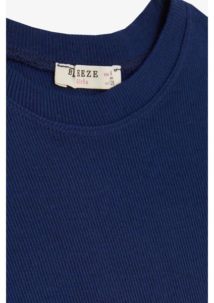 Kız Çocuk Tişört Yanları Büzgülü 8-14 Yaş, Koyu Mavi modelleri