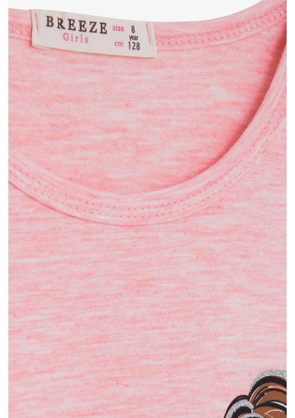 Kız Çocuk Uzun Kollu Tişört Kız Bakılı 4-9 Yaş, Somon Melanj modelleri